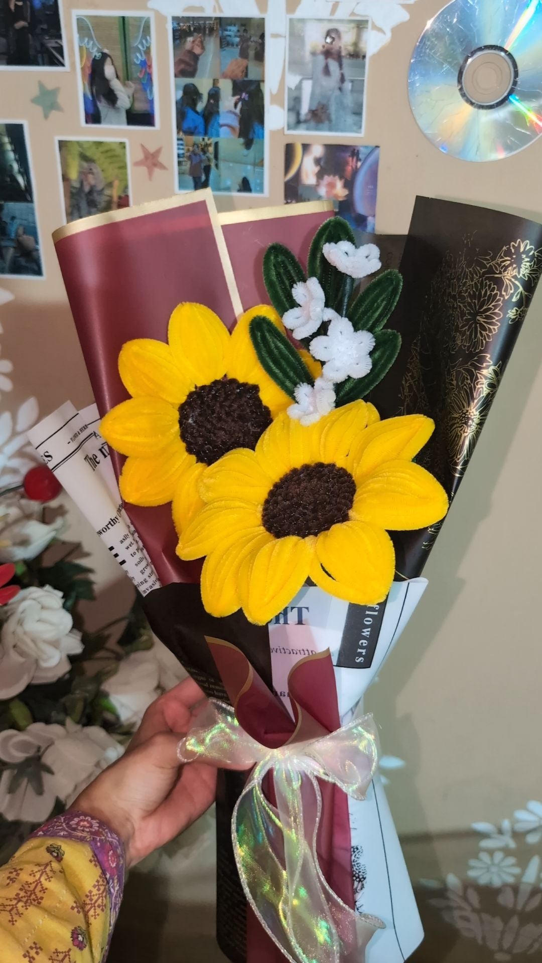 Handmade Pipe Cleaner Sunflower Bouquet – Aesthetic Sunburst Flower Gift for Graduation, Birthday & Anniversary