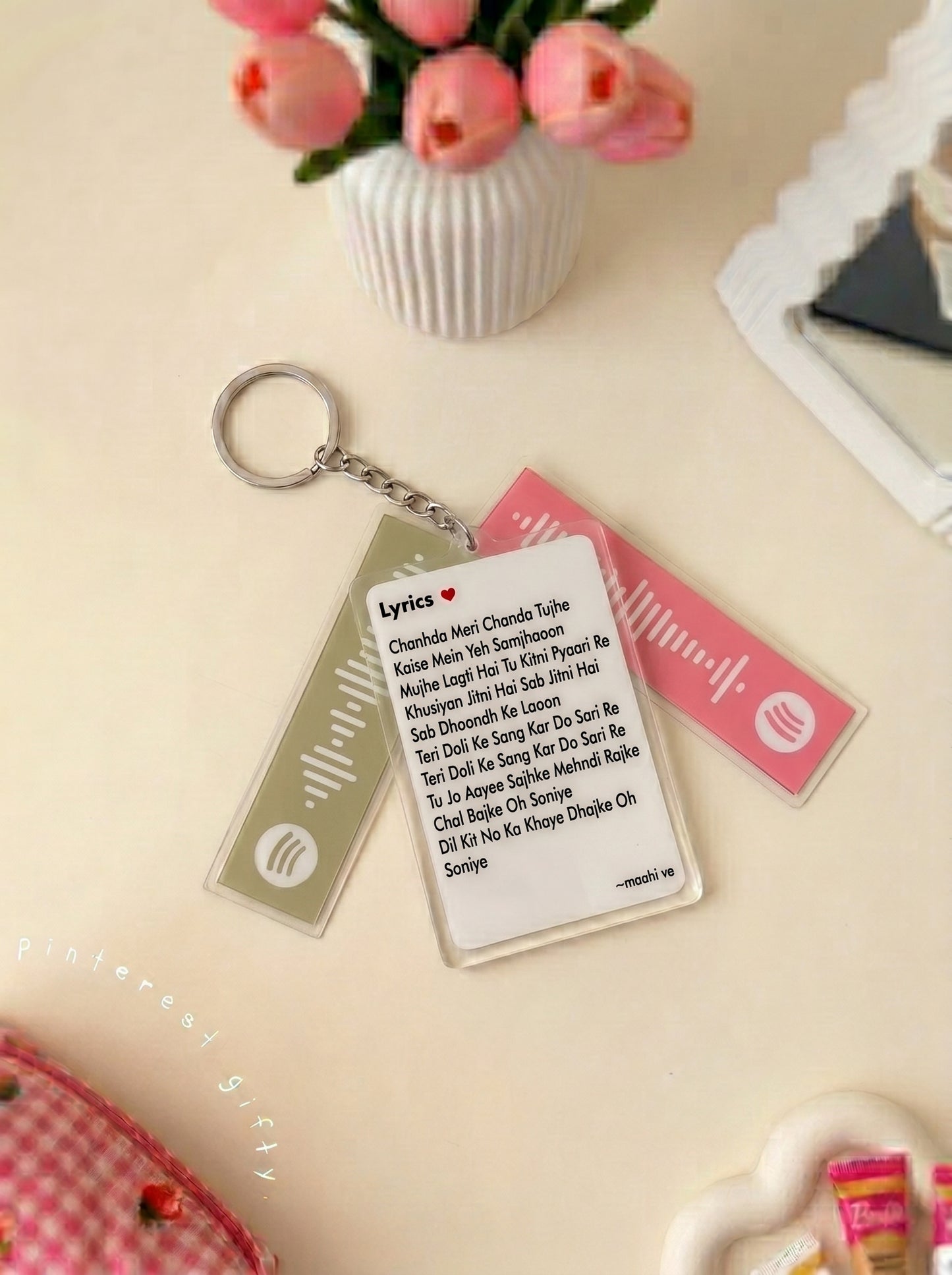 Customised Spotify Music Keychain Set (2 Player Cards + 1 Lyrics Card)