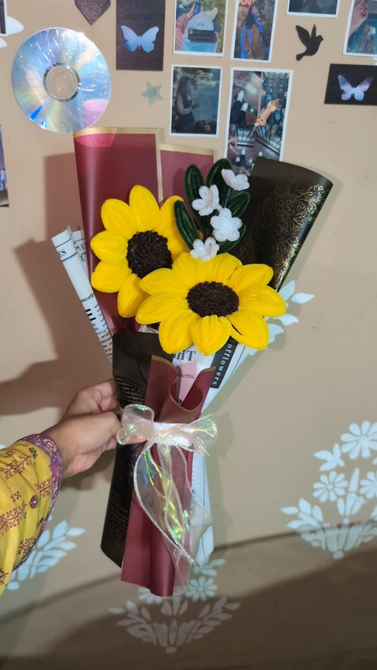 Handmade Pipe Cleaner Sunflower Bouquet – Aesthetic Sunburst Flower Gift for Graduation, Birthday & Anniversary