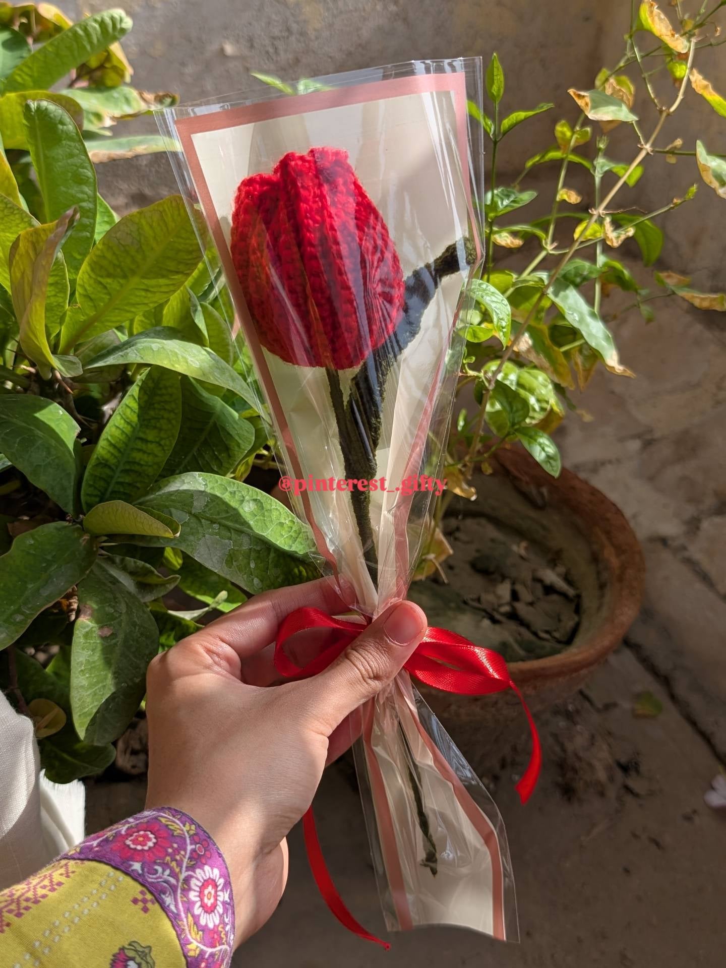 Handmade Crochet Single Stem 5 Flower Collection – Custom Mix & Match Knitted Tulips, Roses & Lavender Gift Stems