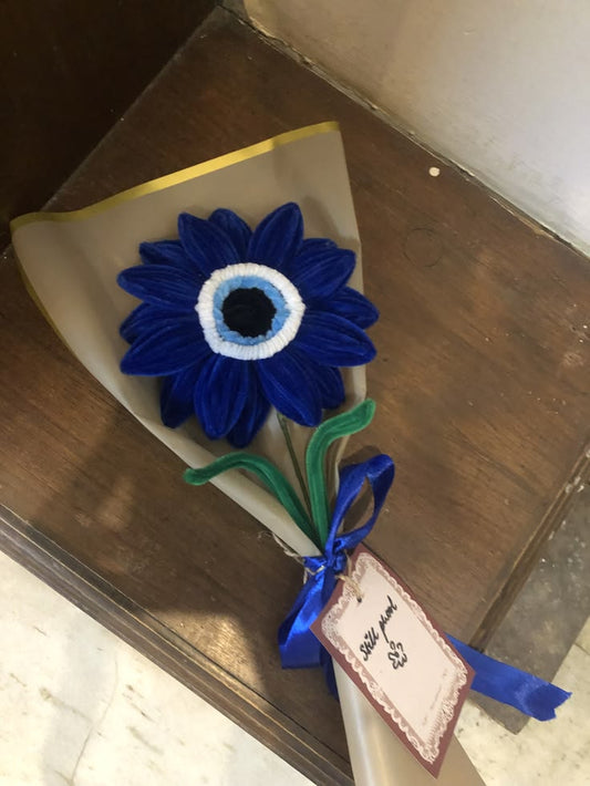 Handmade Evil Eye Flower Bouquet – Velvet Pipe Cleaner Protection Flower