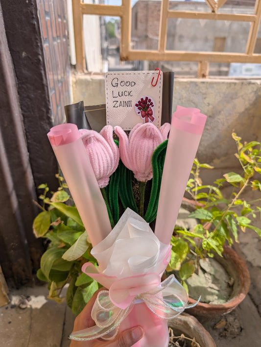Handmade Pipe Cleaner Tulip Flower Bouquet – Cute Personalised Good Luck & Birthday Gift