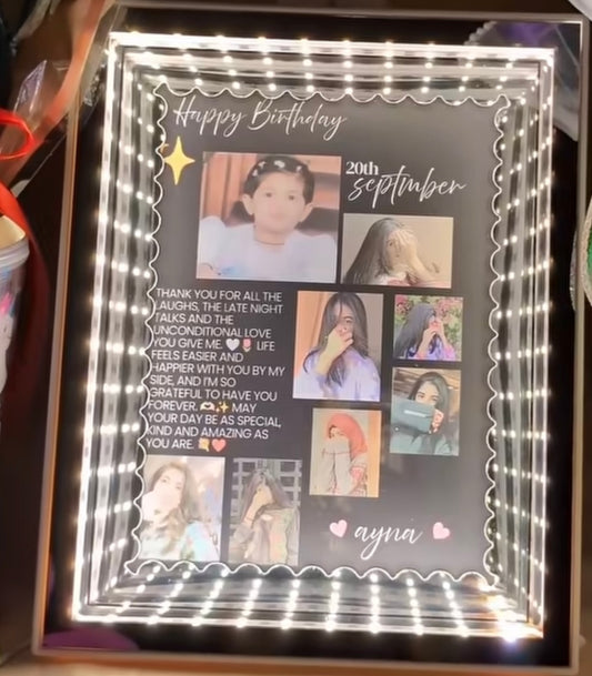 Magic LED InMirror Photo Frame (also known as Personalized Illuminated Birthday Photo Frame / 3D Light Box Frame)